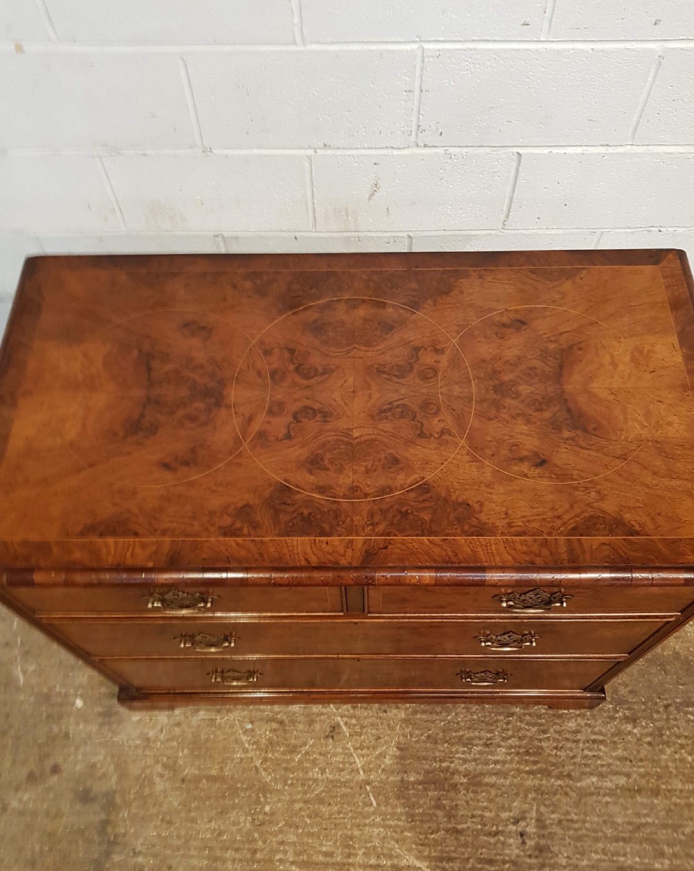 ANTIQUE LATE VICTORIAN BURR WALNUT CHEST OF DRAWERS C1880 View II