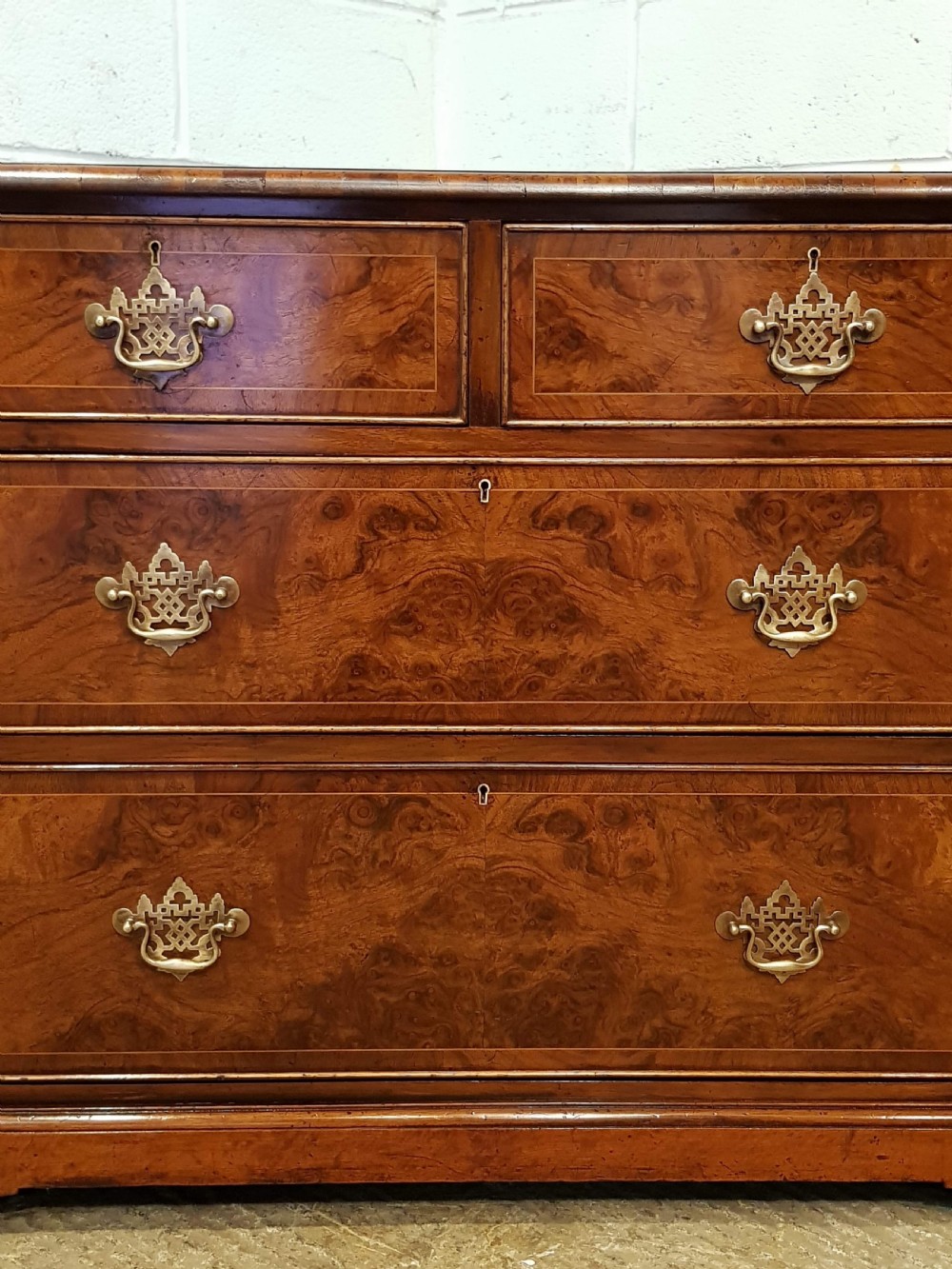 ANTIQUE LATE VICTORIAN BURR WALNUT CHEST OF DRAWERS C1880 View IV