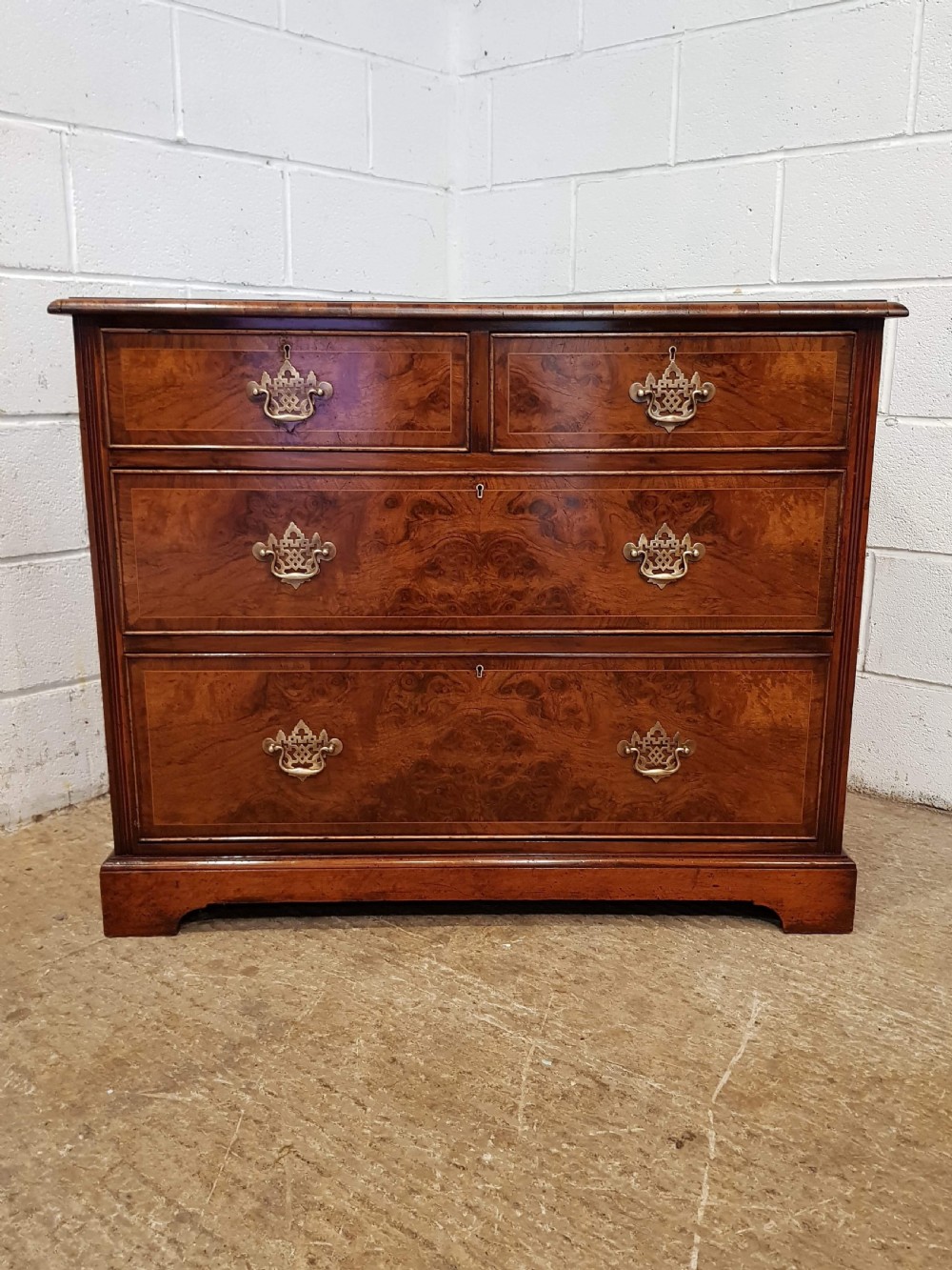 ANTIQUE LATE VICTORIAN BURR WALNUT CHEST OF DRAWERS C1880 View V