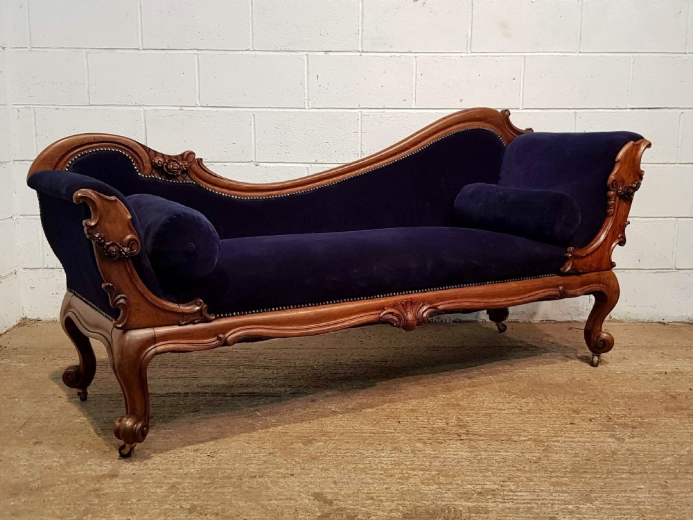 ANTIQUE VICTORIAN DOUBLE END MAHOGANY CHAISE LONGUE C1860