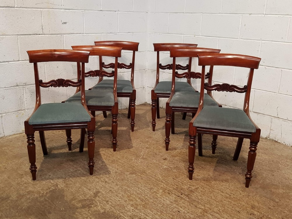 ANTIQUE SET SIX WILLIAM 1V MAHOGANY DINING CHAIRS C1830