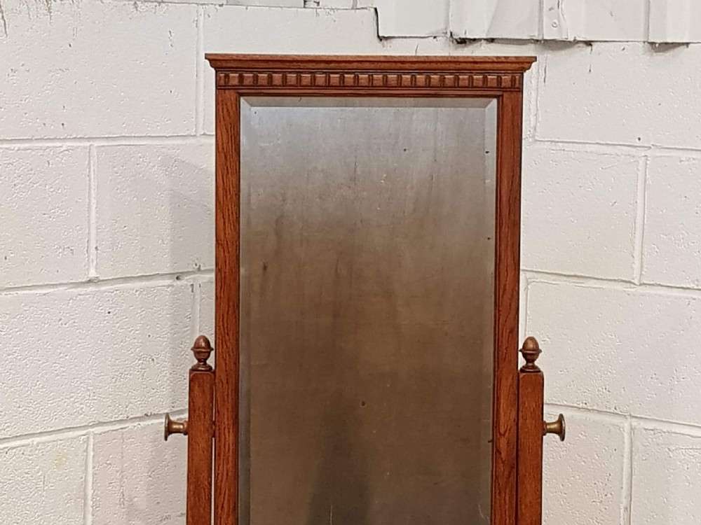 ANTIQUE ARTS & CRAFTS OAK CHEVAL MIRROR C1900 View II