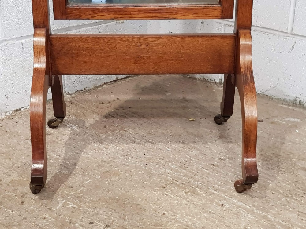 ANTIQUE ARTS & CRAFTS OAK CHEVAL MIRROR C1900 View IV