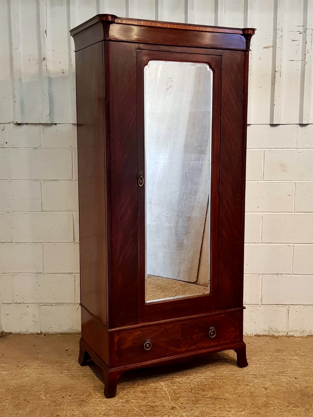 ANTIQUE EDWARDIAN MAHOGANY SINGLE WARDROBE BY DENBY & SPINK C1900 View II
