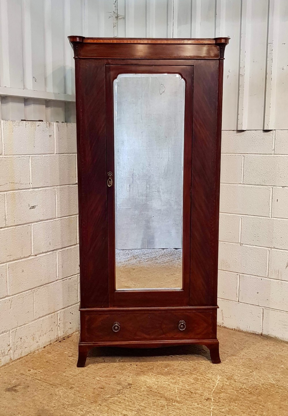 ANTIQUE EDWARDIAN MAHOGANY SINGLE WARDROBE BY DENBY & SPINK C1900 View V