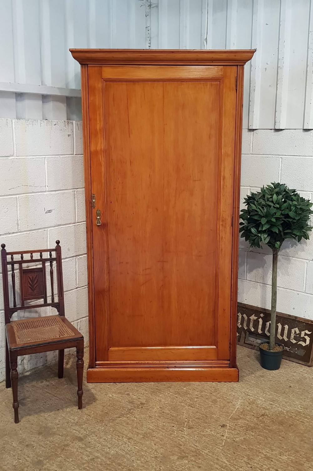 ANTIQUE LATE VICTORIAN SATINWOOD SINGLE WARDROBE by Marsh Jones & Cribb C1890