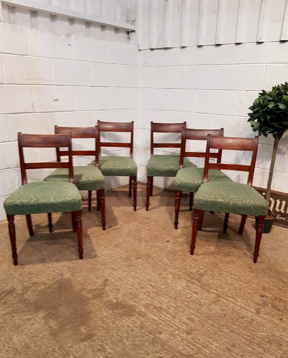 ANTIQUE SET SIX REGENCY MAHOGANY DINING CHAIRS C1820