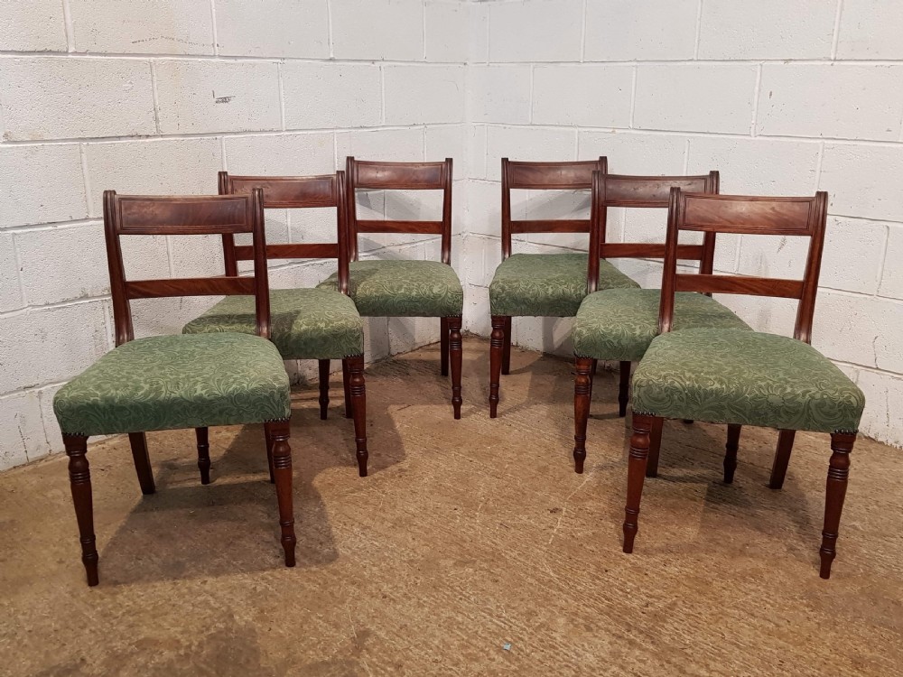 ANTIQUE SET SIX REGENCY MAHOGANY DINING CHAIRS C1820 View V