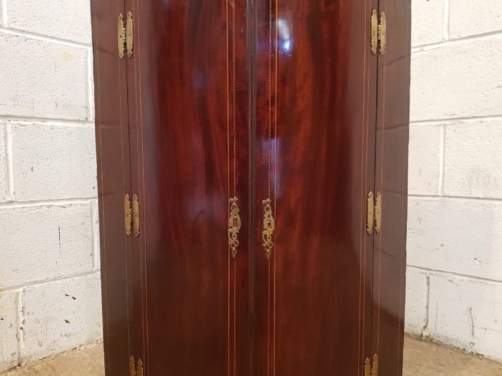 ANTIQUE REGENCY INLAID MAHOGANY BOW FRONT CORNER CUPBOARD C1820 View III