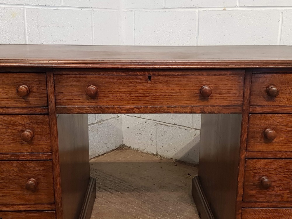 ANTIQUE VICTORIAN OAK TWIN PEDASTAL DESK C1880 View III