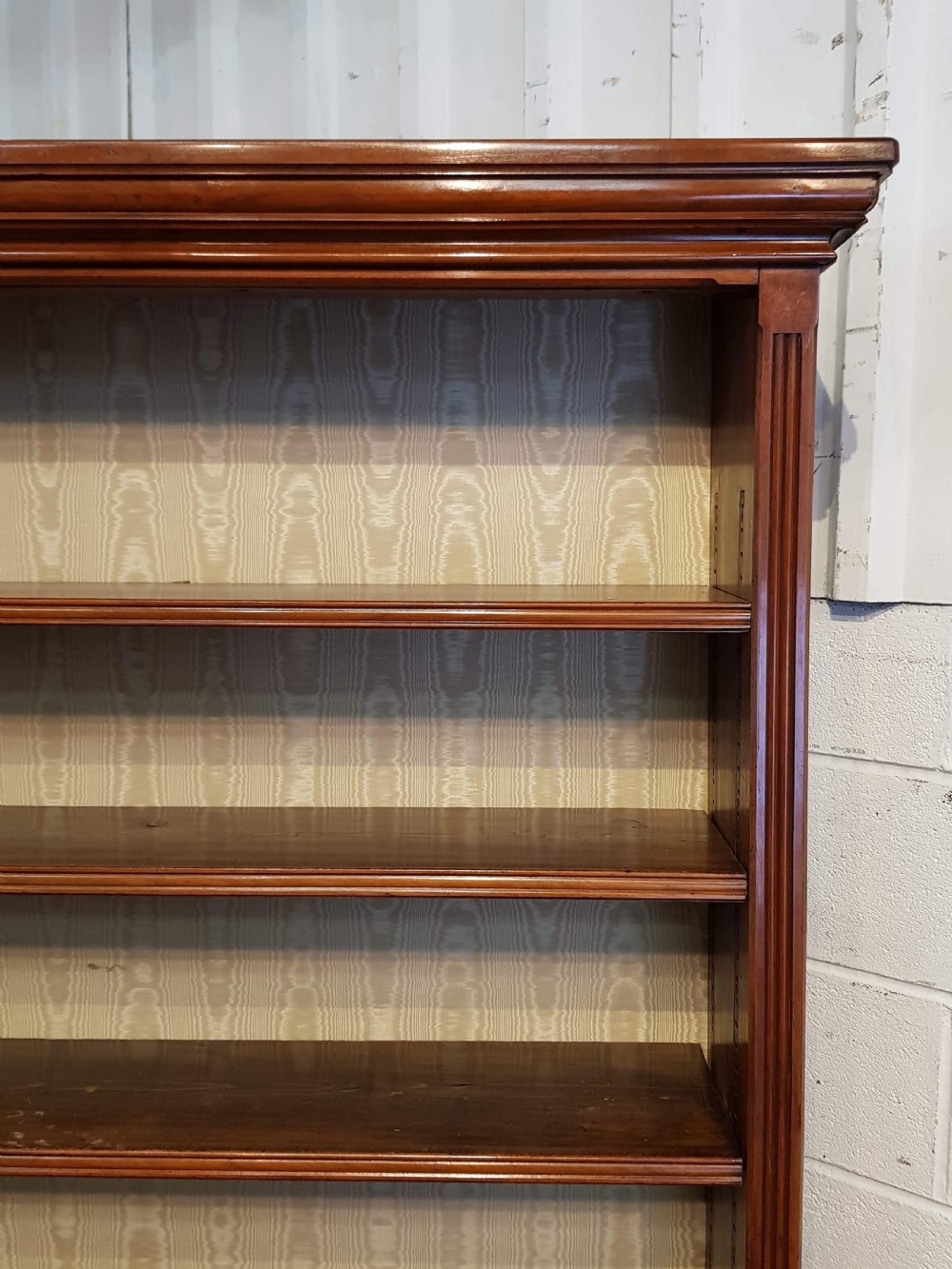 ANTIQUE LATE VICTORIAN WALNUT LARGE OPEN BOOKCASE C1890 View IV