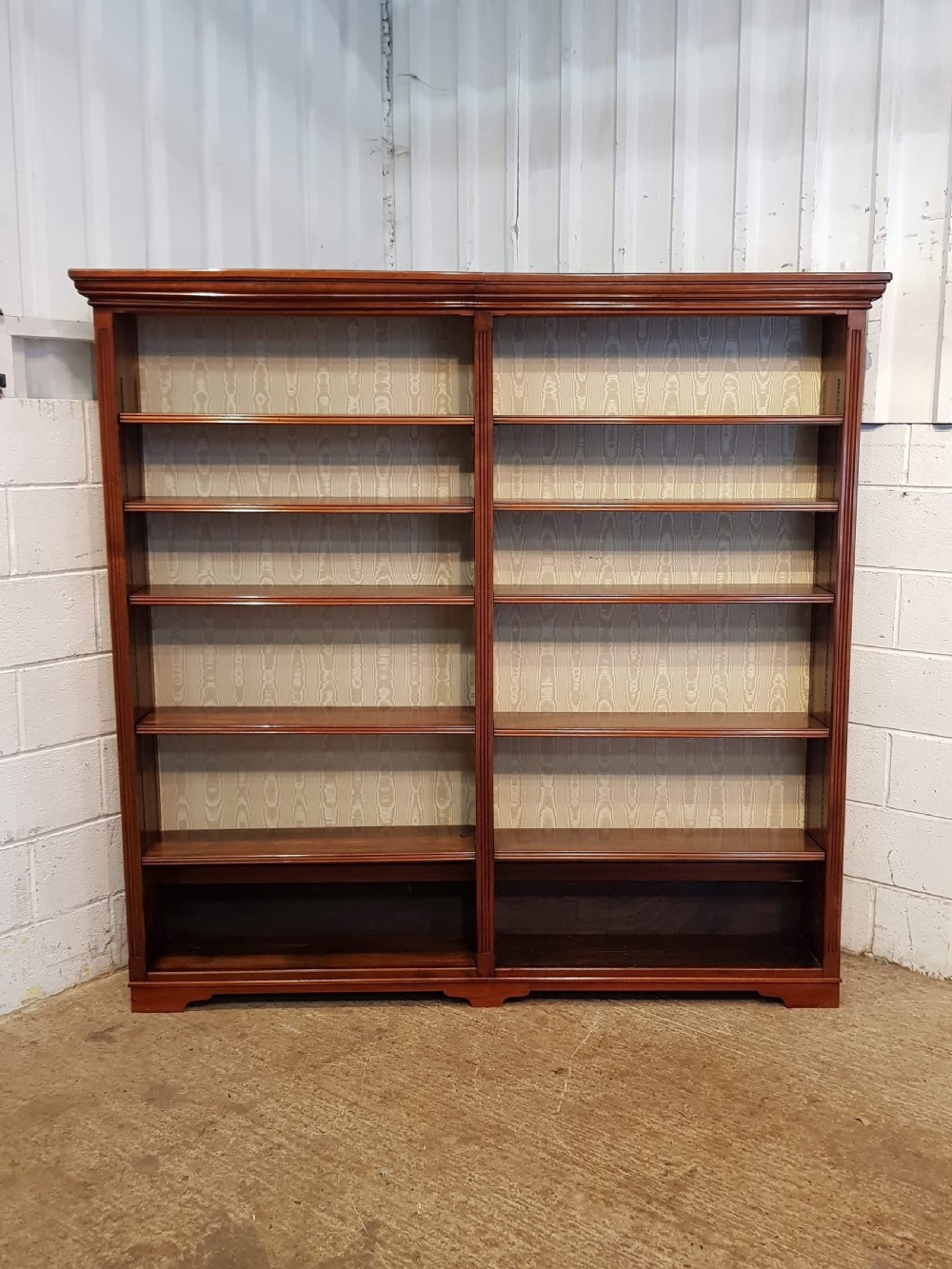 ANTIQUE LATE VICTORIAN WALNUT LARGE OPEN BOOKCASE C1890 View V