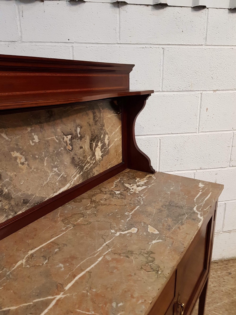 ANTIQUE EDWARDIAN MAHOGANY MARBLE TOP WASHSTAND C1900 View IV