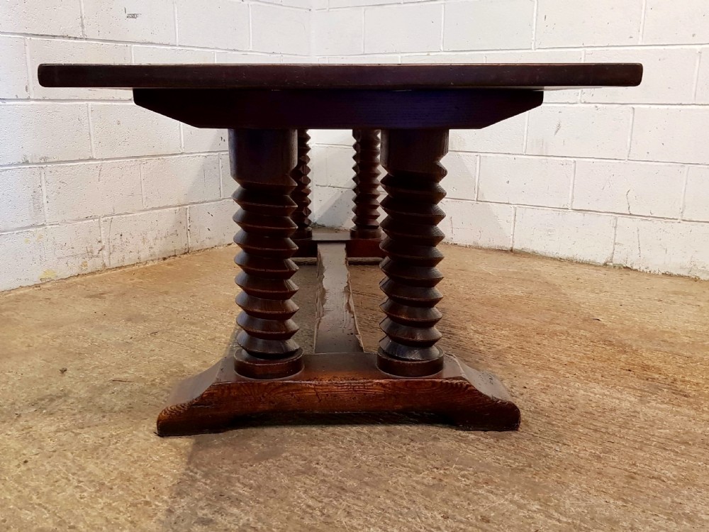 ANTIQUE FRENCH PROVINCIAL PLANK TOP OAK REFECTORY DINING TABLE C1900 Seats 10-12 View IV