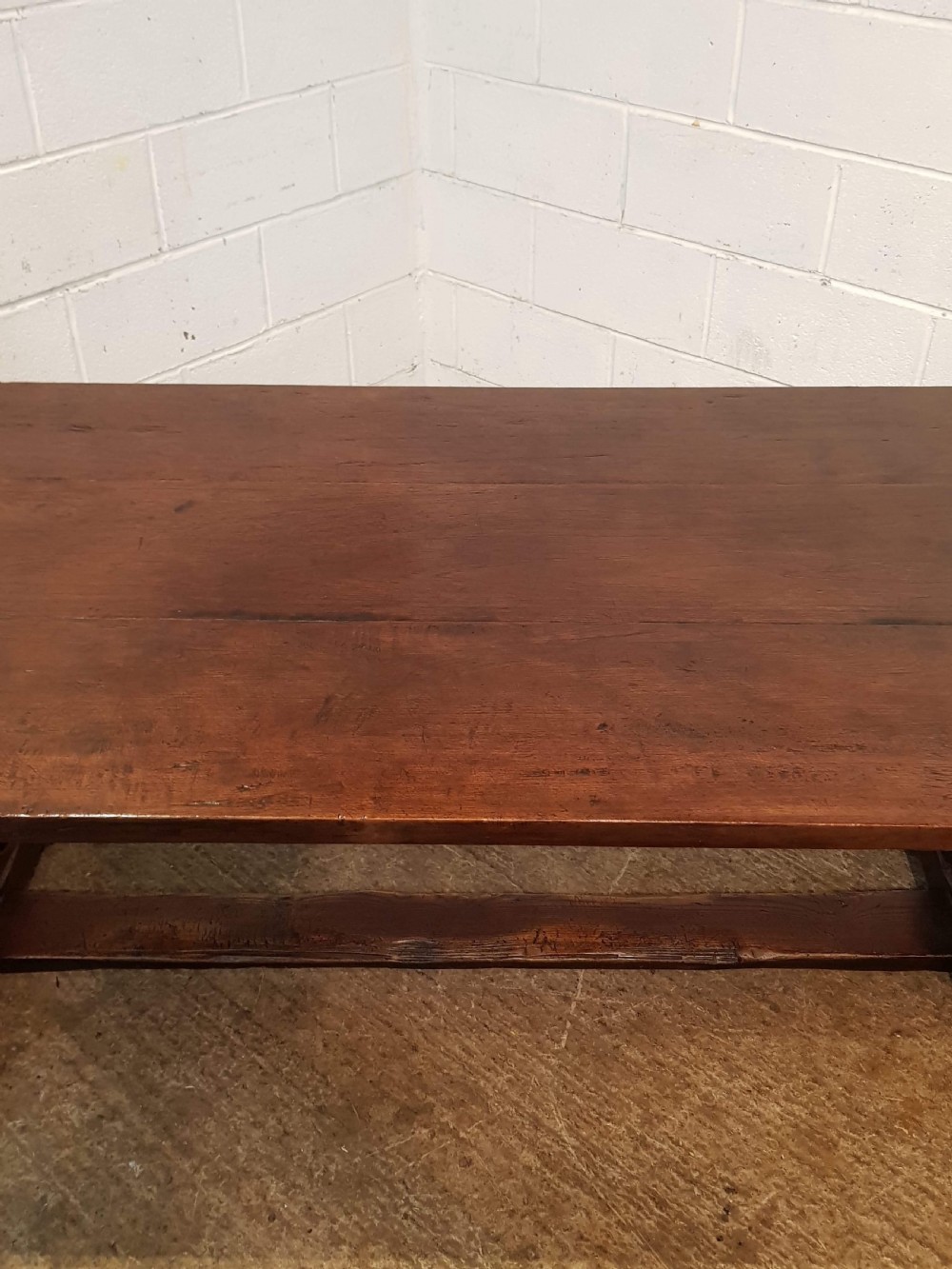 ANTIQUE FRENCH PROVINCIAL PLANK TOP OAK REFECTORY DINING TABLE C1900 Seats 10-12 View V