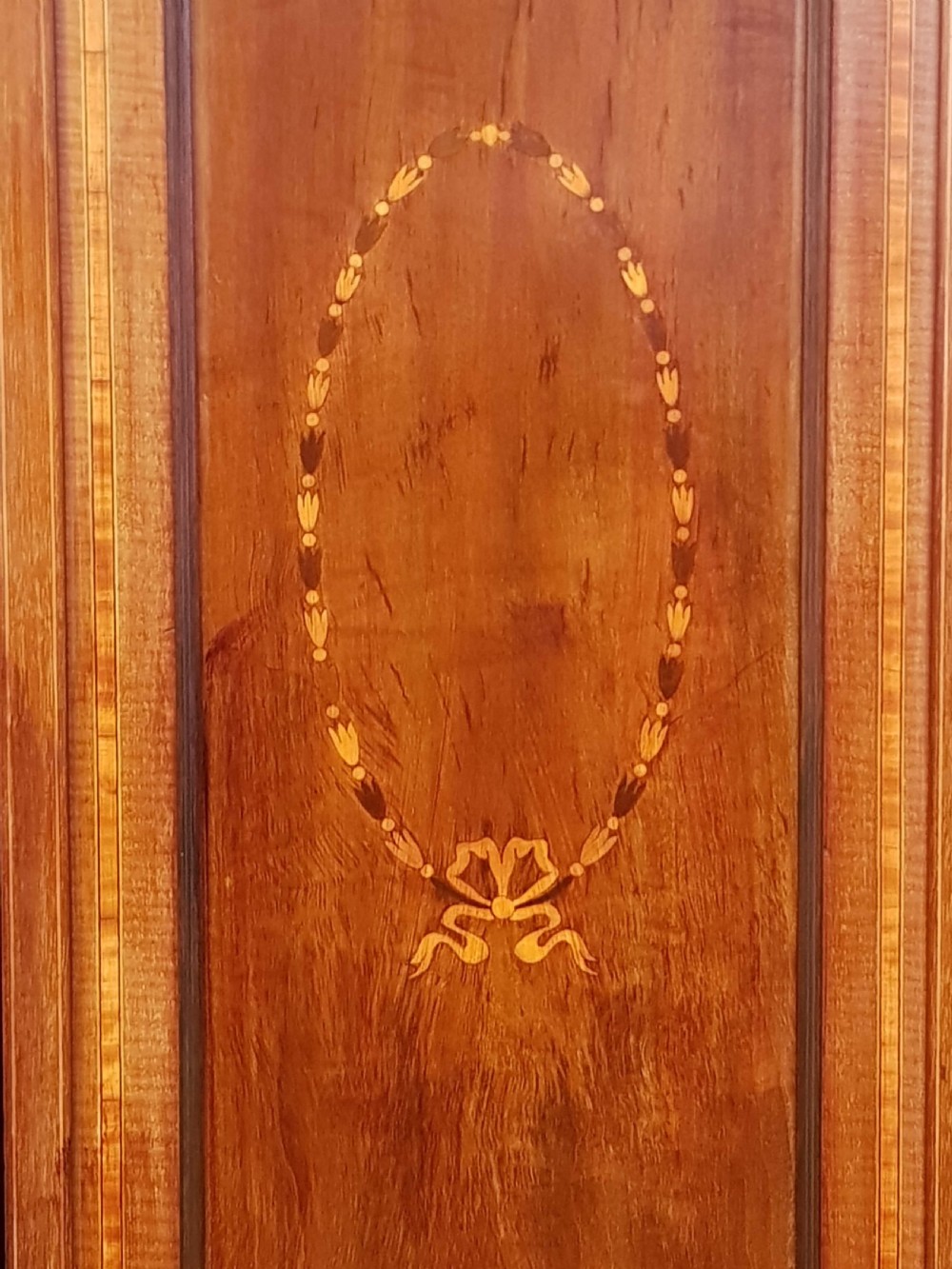 ANTIQUE EDWARDIAN INLAID MAHOGANY DOUBLE WARDROBE C1900 View IV