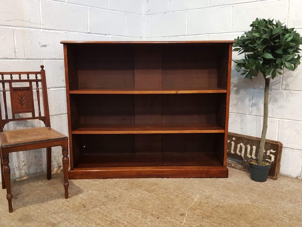 ANTIQUE VICTORIAN WALNUT OPEN BOOKCASE C1880
