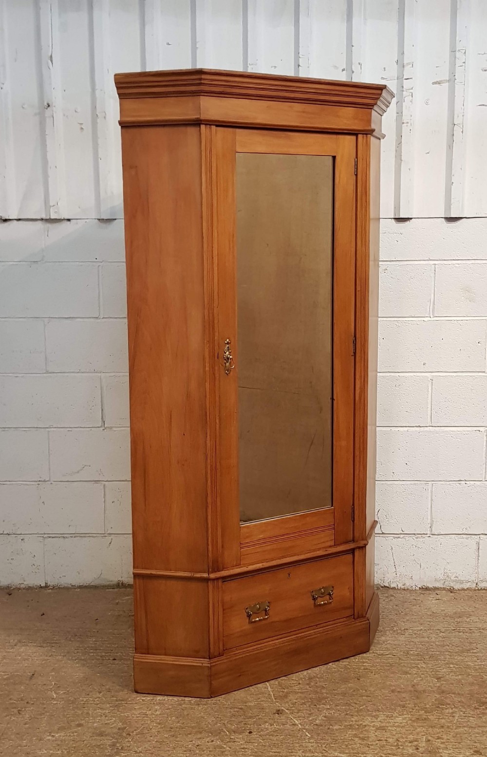 ANTIQUE VICTORIAN SATINWOOD CORNER WARDROBE C1880 View II