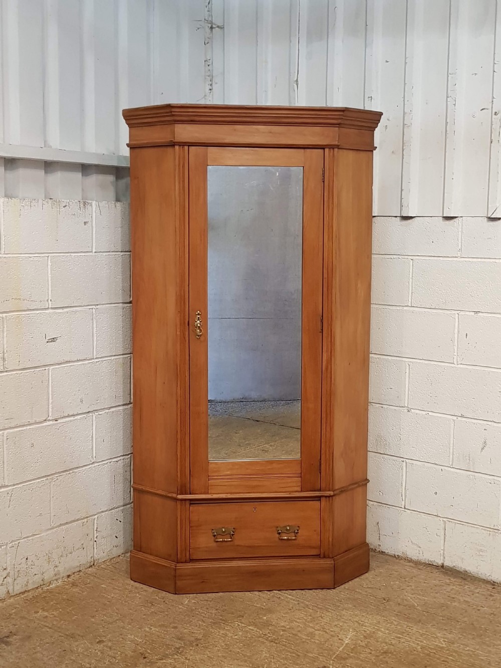 ANTIQUE VICTORIAN SATINWOOD CORNER WARDROBE C1880 View V