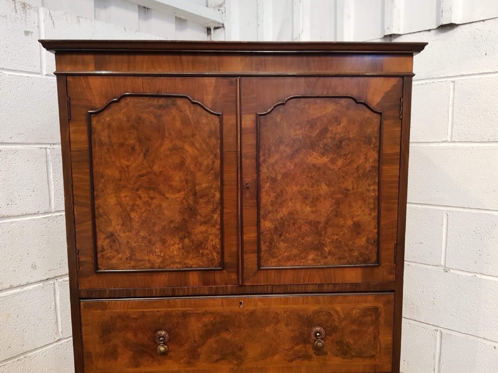 ANTIQUE BURR WALNUT TALLBOY CABINET C1920 View IV