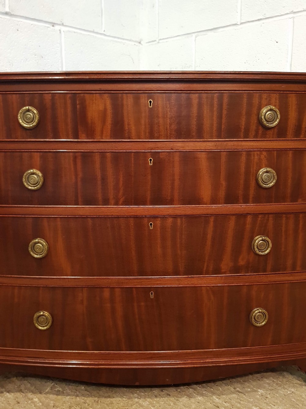 ANTIQUE EDWARDIAN MAHOGANY BOW FRONT CHEST OF DRAWERS C1900 View IV