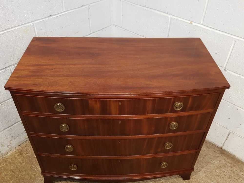 ANTIQUE EDWARDIAN MAHOGANY BOW FRONT CHEST OF DRAWERS C1900 View V