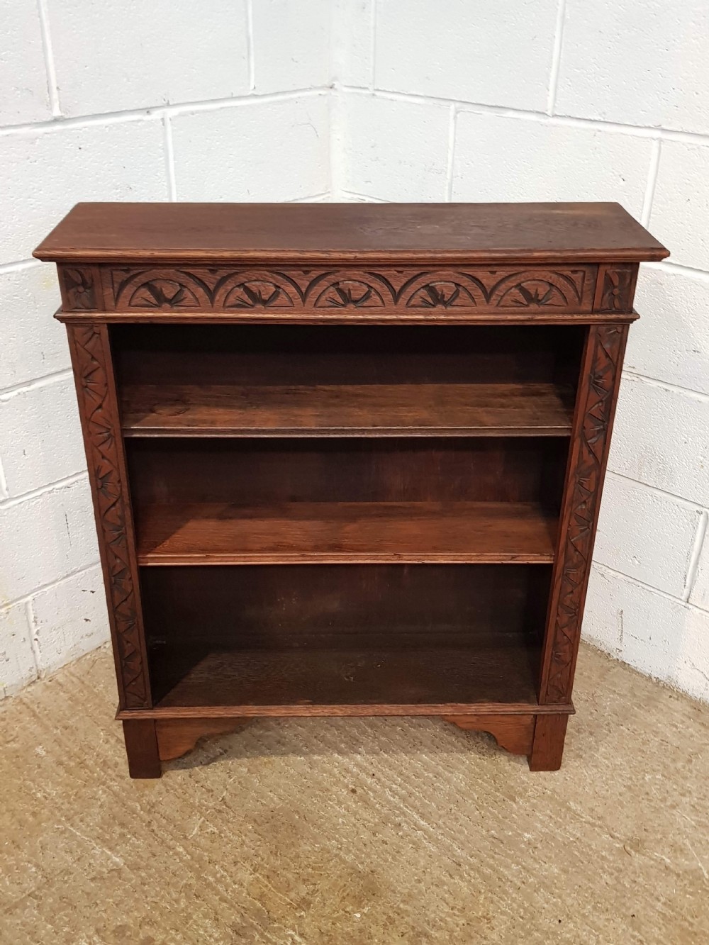 ANTIQUE VICTORIAN CARVED OAK BOOKCASE C1880 View VIII