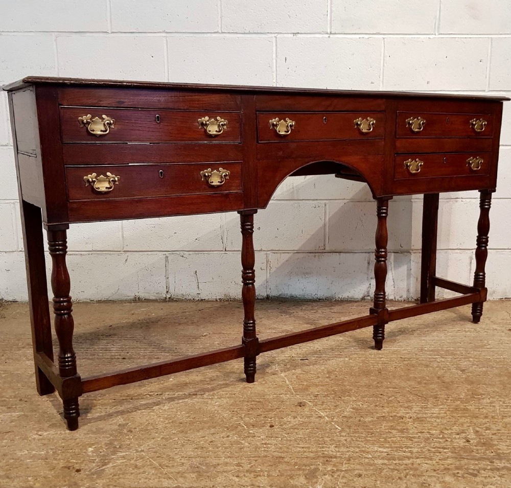 ANTIQUE 18TH CENTURY PERIOD NARROW JOINED OAK DRESSER BASE C1780 View IV