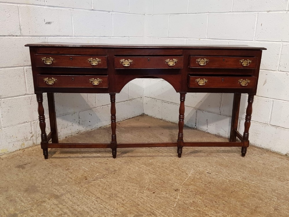 ANTIQUE 18TH CENTURY PERIOD NARROW JOINED OAK DRESSER BASE C1780 View V