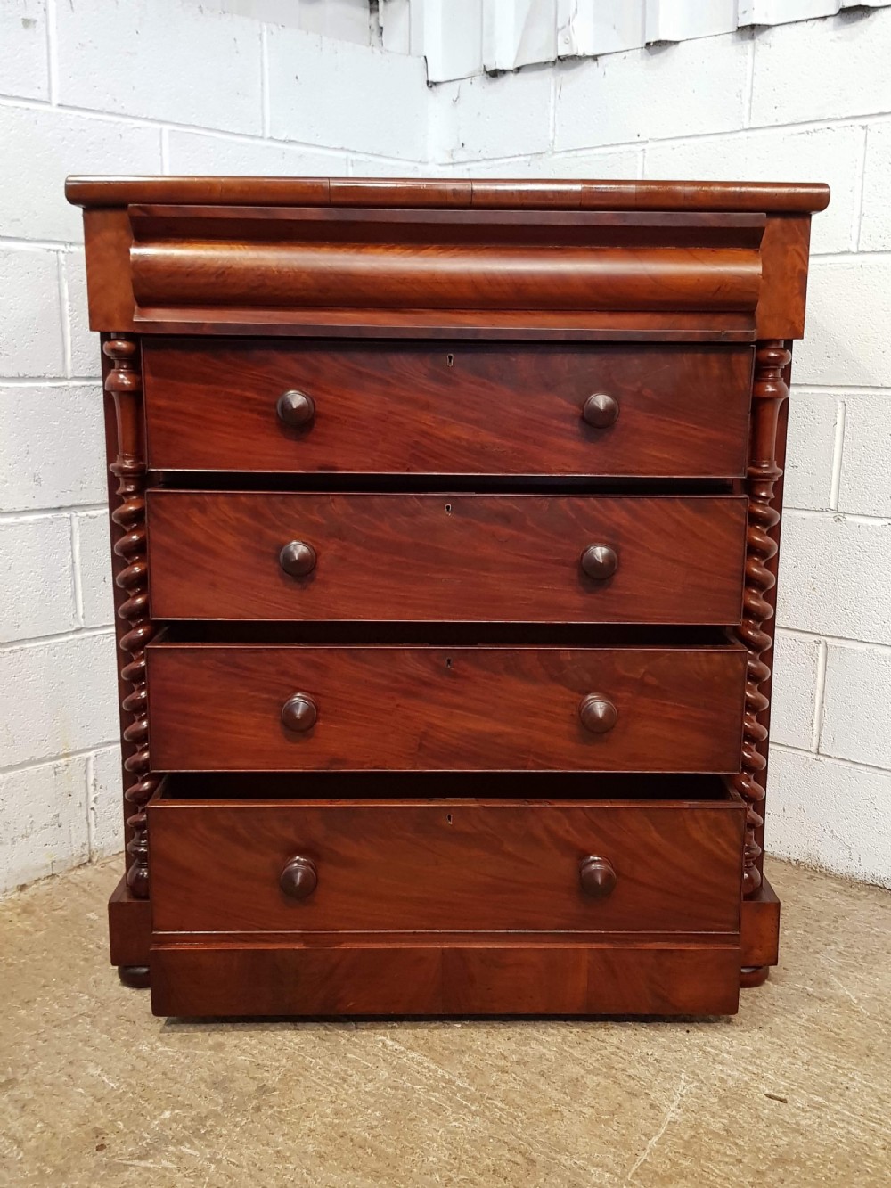 ANTIQUE VICTORIAN MAHOGANY SCOTCH CHEST OF DRAWERS C1870 View IV