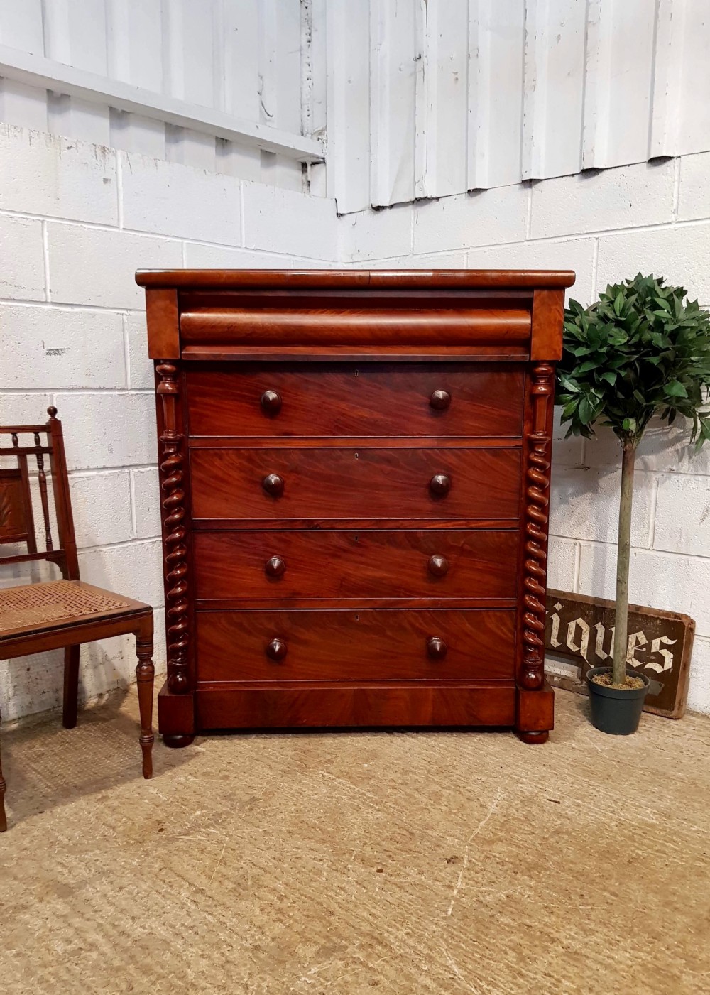 ANTIQUE VICTORIAN MAHOGANY SCOTCH CHEST OF DRAWERS C1870 View V