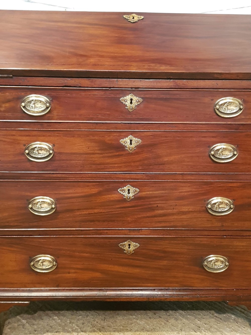 ANTIQUE REGENCY MAHOGANY BUREAU C1820 View IV
