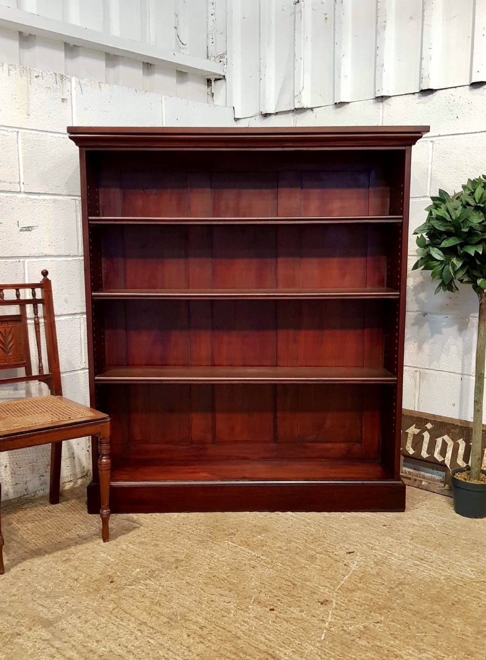 ANTIQUE VICTORIAN MAHOGANY OPEN BOOKCASE C1880
