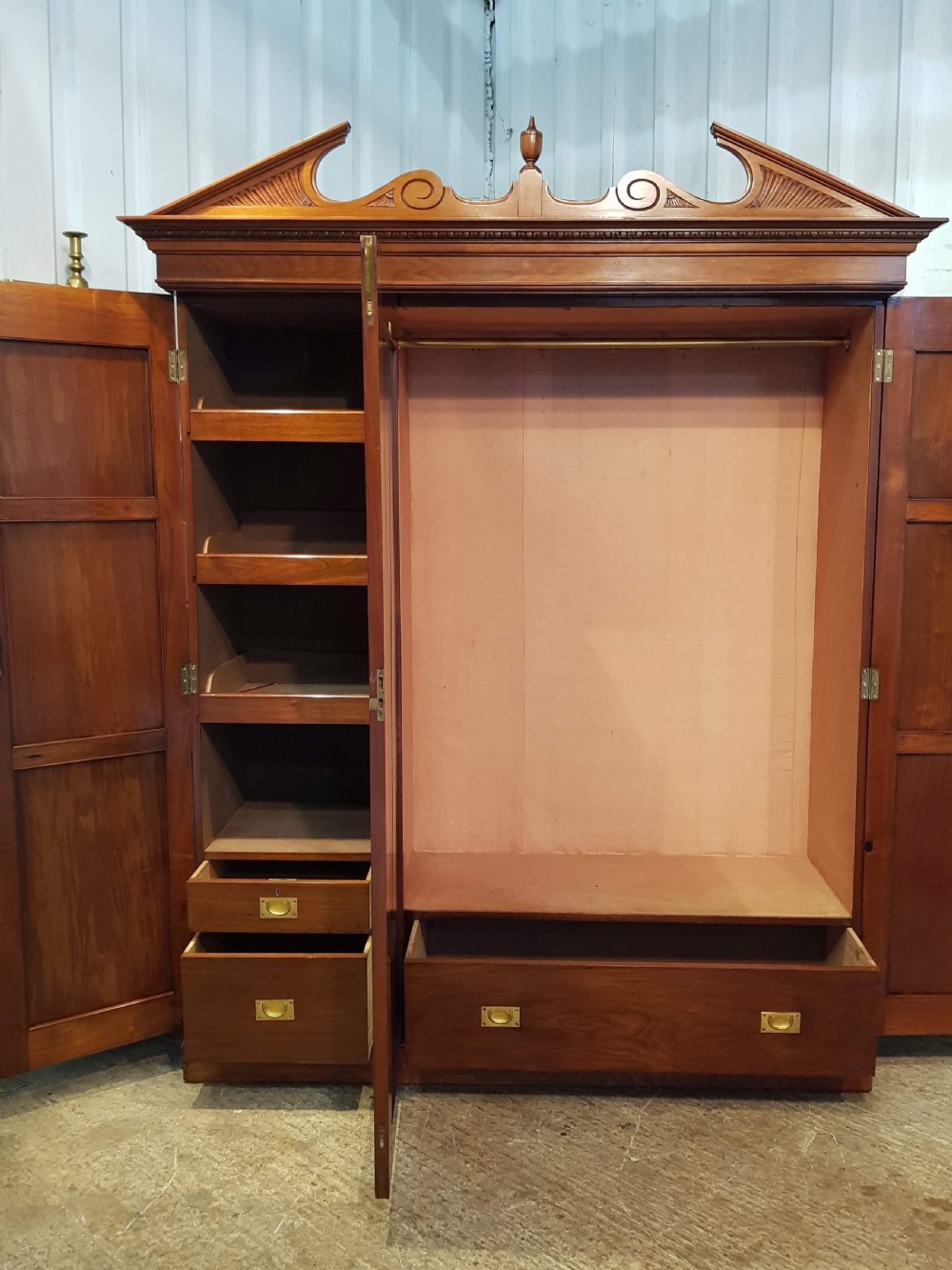 ANTIQUE VICTORIAN WALNUT TRIPLE WARDROBE COMPACTUM C1890 View II
