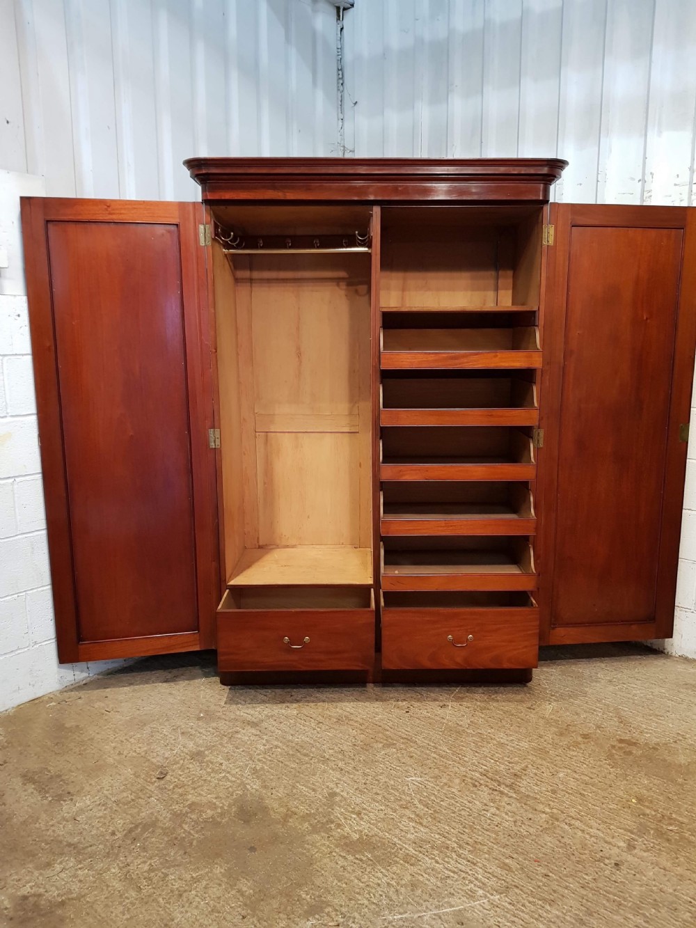 ANTIQUE VICTORIAN MAHOGANY DOUBLE WARDROBE COMPACTUM C1880 View III