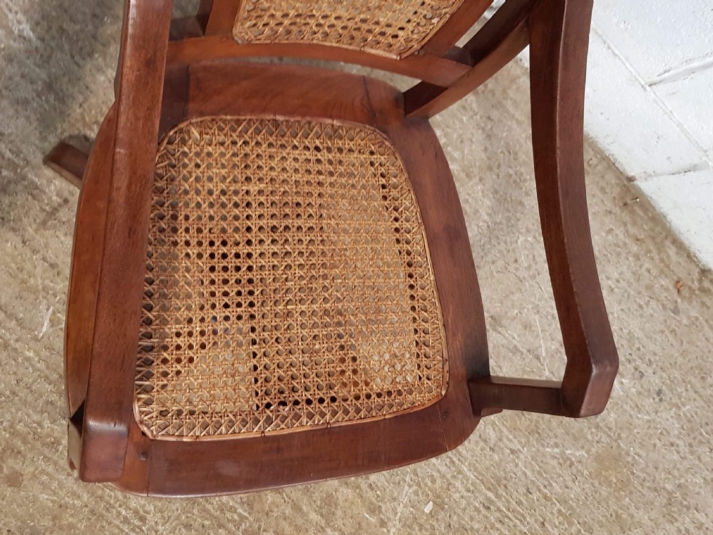 ANTIQUE ARTS & CRAFTS WALNUT BERGERE SWIVEL DESK CHAIR C1900 View II