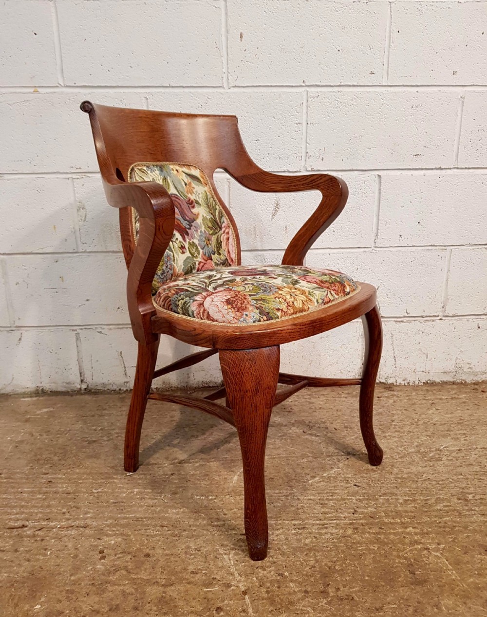 ANTIQUE ARTS & CRAFTS OAK DESK LIBRARY CHAIR C1900
