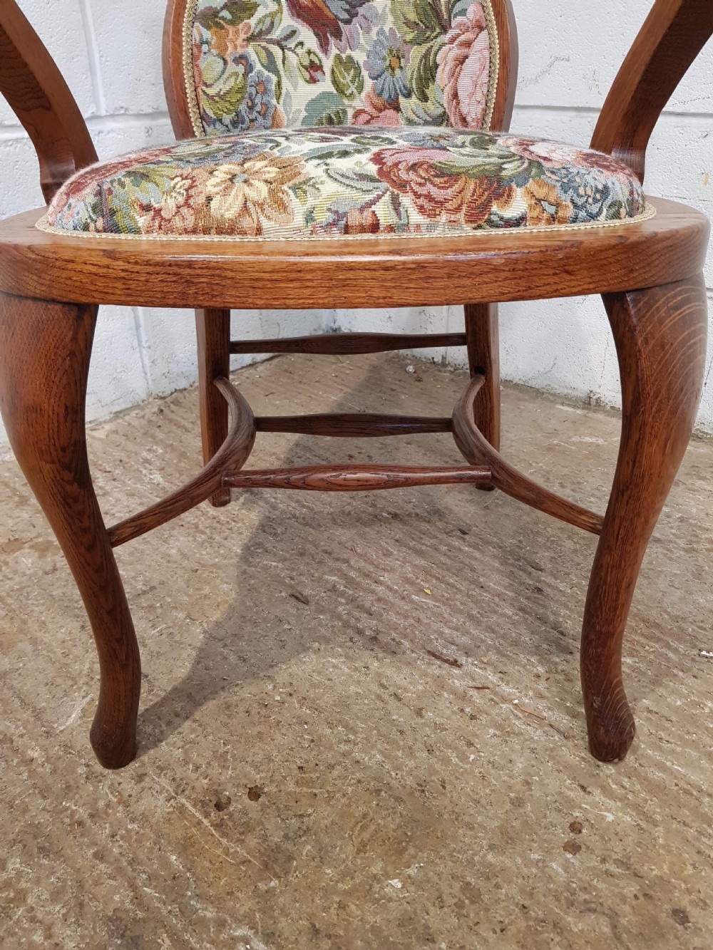 ANTIQUE ARTS & CRAFTS OAK DESK LIBRARY CHAIR C1900 View V
