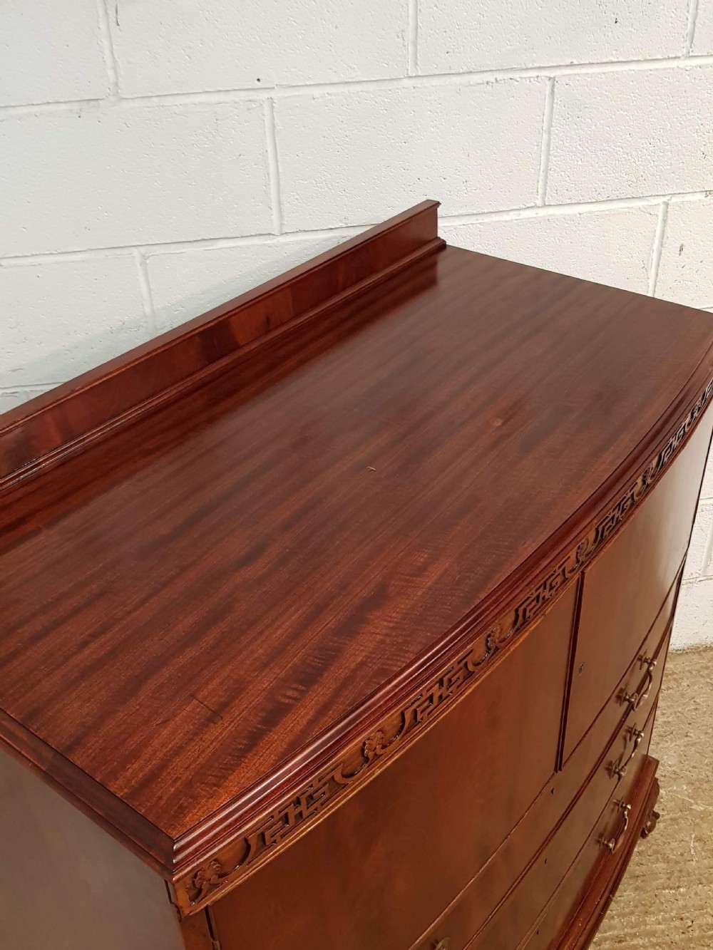 ANTIQUE EDWARDIAN MAHOGANY BOW FRONT TALLBOY CHEST OF DRAWERS C1920 View IV