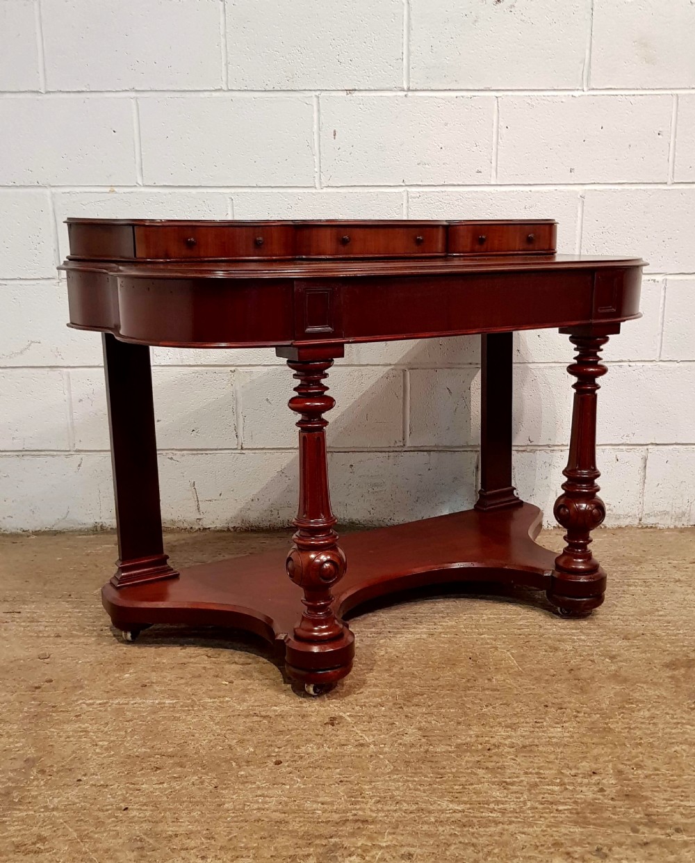 ANTIQUE VICTORIAN MAHOGANY DUCHESSE WRITING TABLE C1870 View II