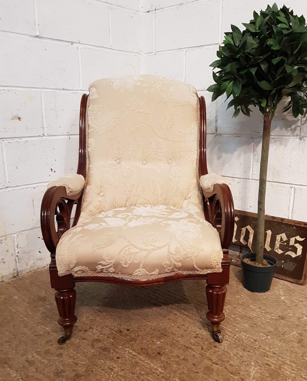 ANTIQUE WILLIAM 1V MAHOGANY SCROLLED ARMCHAIR C1830 View III
