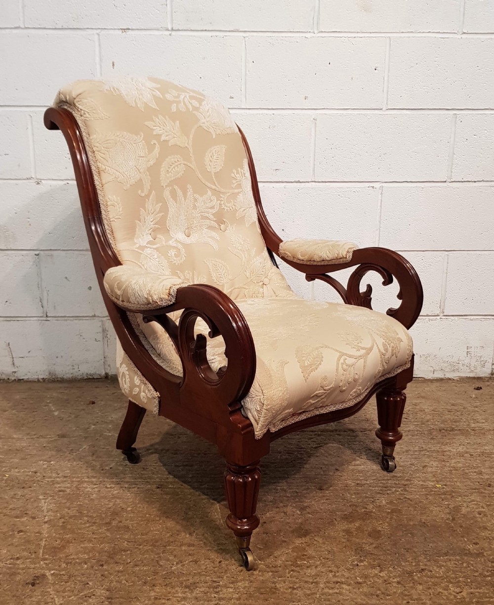 ANTIQUE WILLIAM 1V MAHOGANY SCROLLED ARMCHAIR C1830 View IV