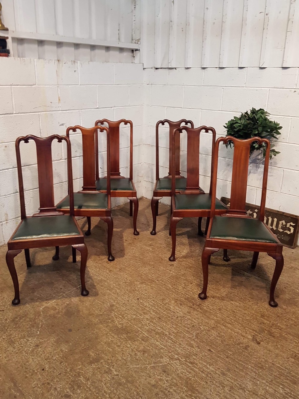 ANTIQUE SET SIX EDWARDIAN MAHOGANY QUEEN ANNE DINING CHAIRS BY MAPLE & Co c1900 View V