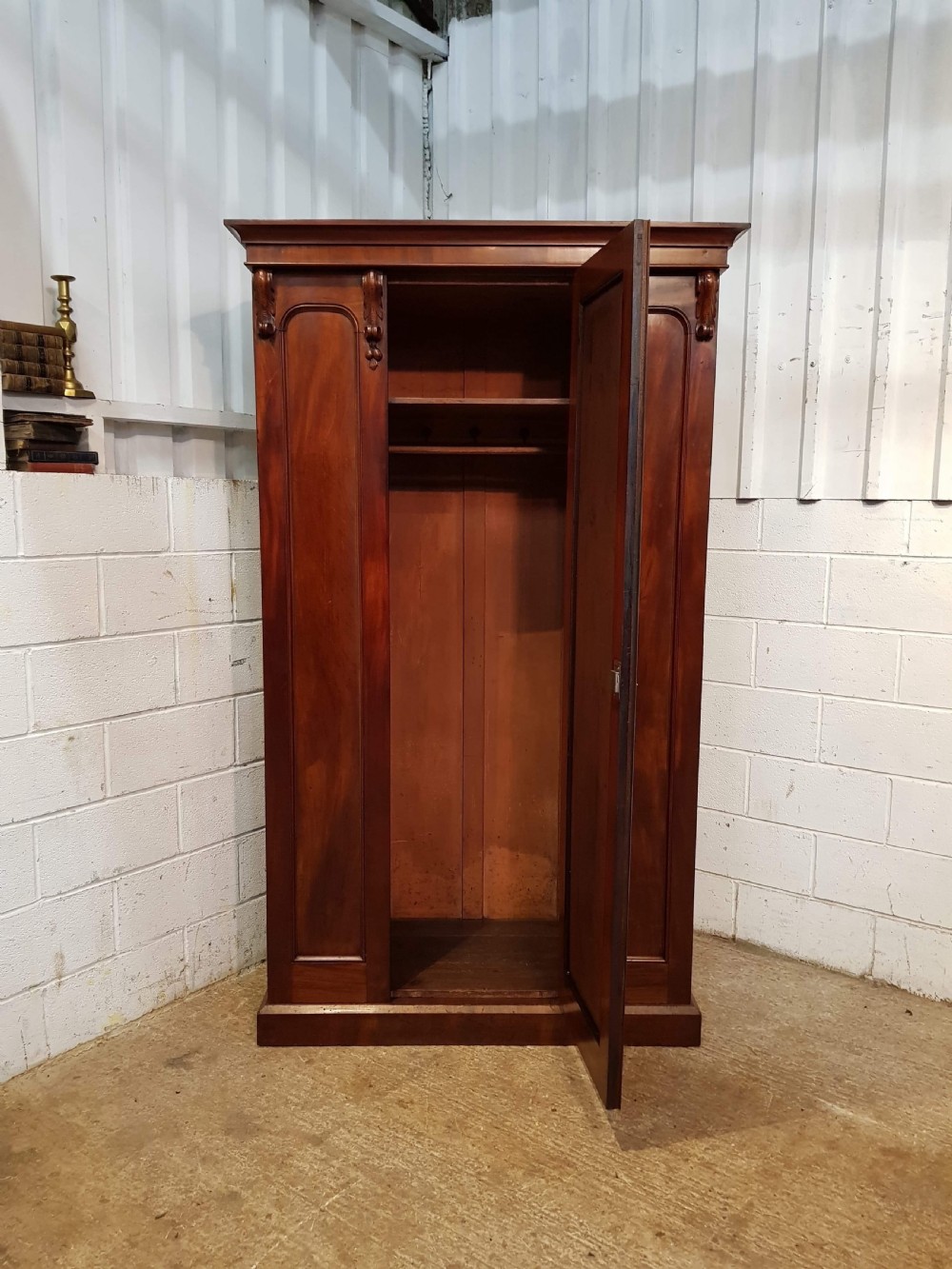 ANTIQUE VICTORIAN MAHOGANY SINGLE DOOR WARDROBE C1870 View IV