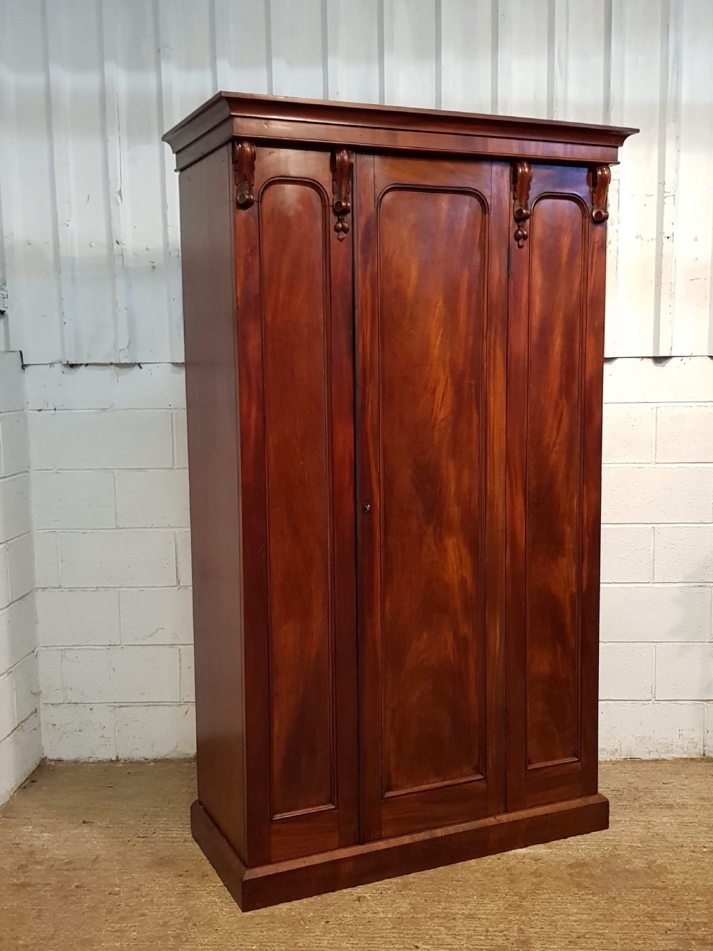 ANTIQUE VICTORIAN MAHOGANY SINGLE DOOR WARDROBE C1870 View V