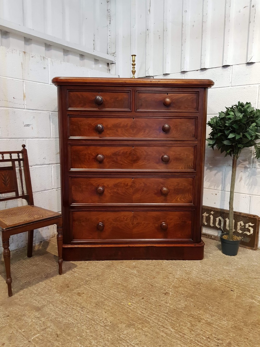 ANTIQUE VICTORIAN TALL MAHOGANY CHEST OF DRAWERS C1880 View VI