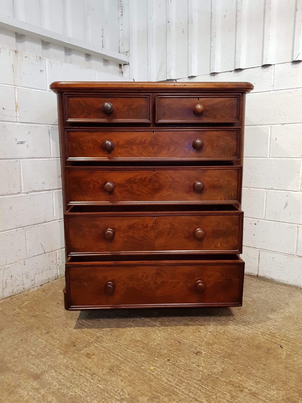 ANTIQUE VICTORIAN TALL MAHOGANY CHEST OF DRAWERS C1880 View IX