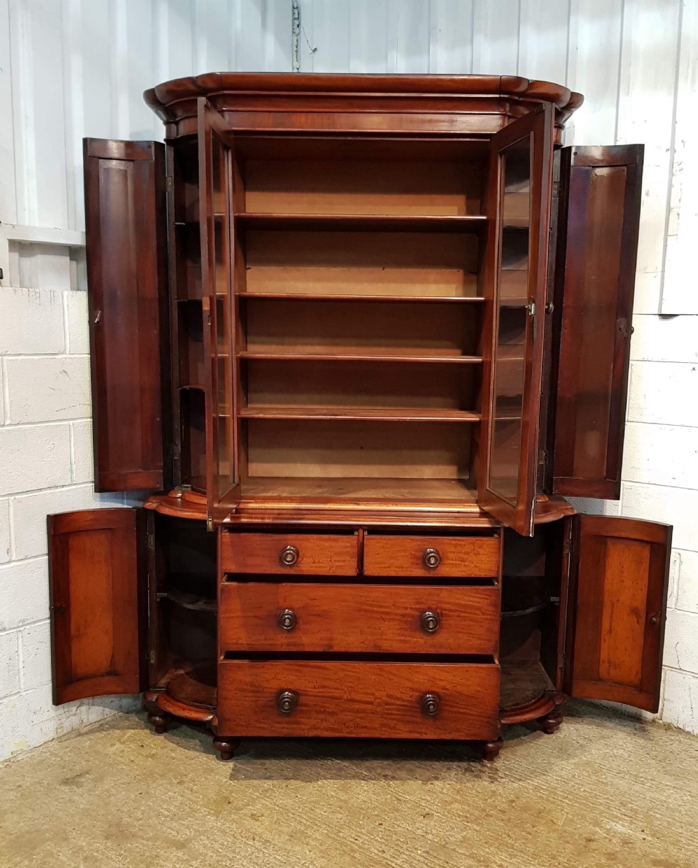 ANTIQUE VICTORIAN MAHOGANY LIBRARY BOOKCASE ON CHESTNOF DRAWERS C1880 View III