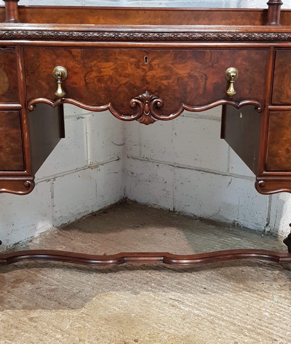 ANTIQUE BURR WALNUT QUEEN ANNE DRESSING TABLE C1920 View IV