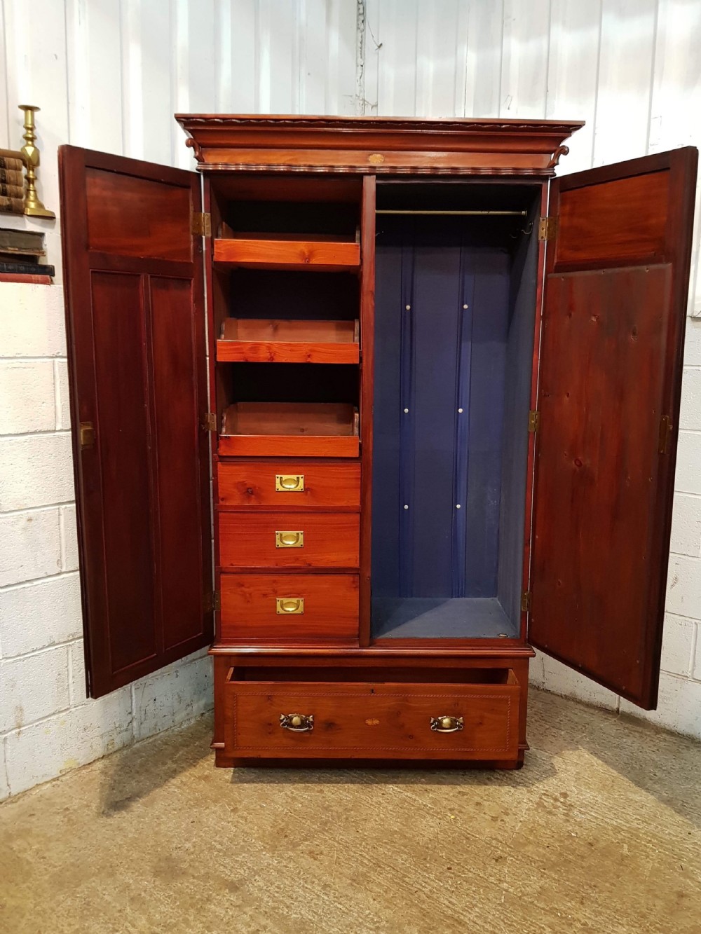 ANTIQUE EDWARDIAN INLAID MAHOGANY WARDROBE COMPACTUM C1900 View II